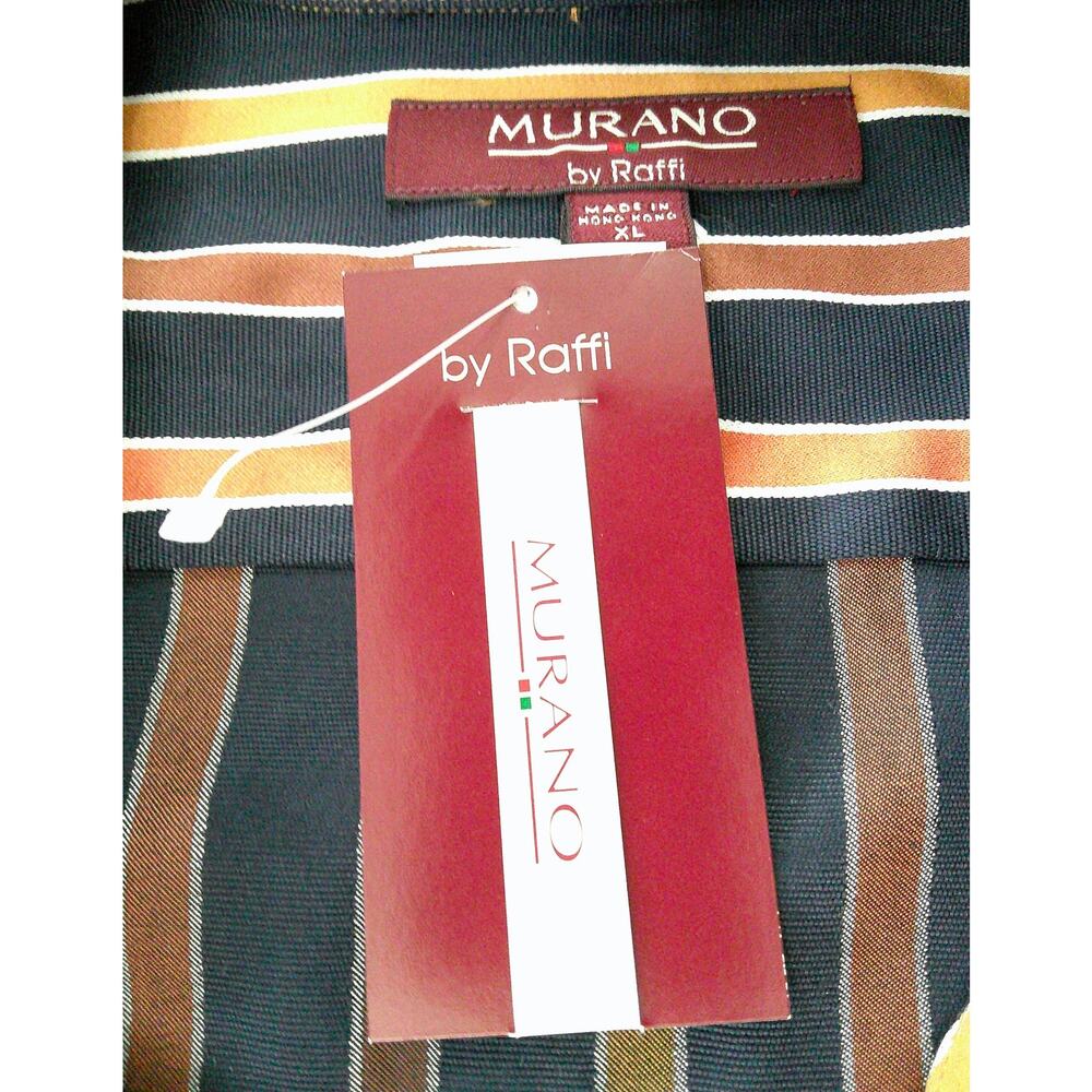 NWT Murano by Raffi Cotton Long Sleeve Black Striped Button Up Shirt-Men's XL - Picture 5 of 9